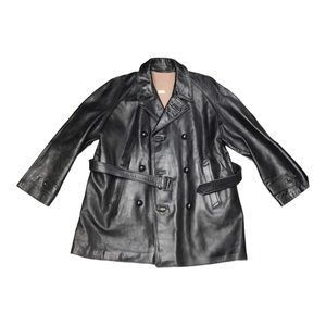 GIUSTI Italian Leather Police Jacket Size XL Black No.2